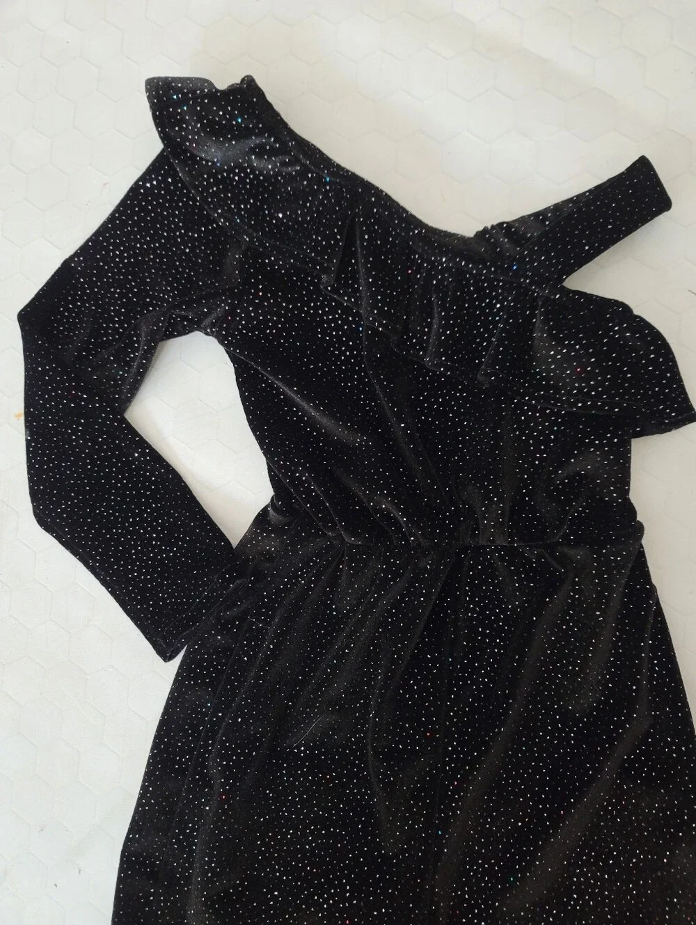 Zara Girls‎ 7 Velvet Rainbow Sparkle Ruffle Party Jumpsuit Holiday One Piece